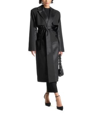 Maniere De Voir Ilona Tailored Satin Trench Coat