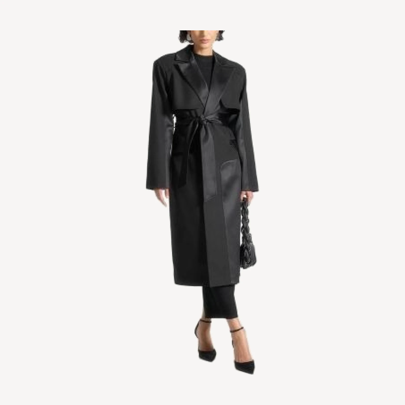 Maniere De Voir Ilona Tailored Satin Trench Coat
