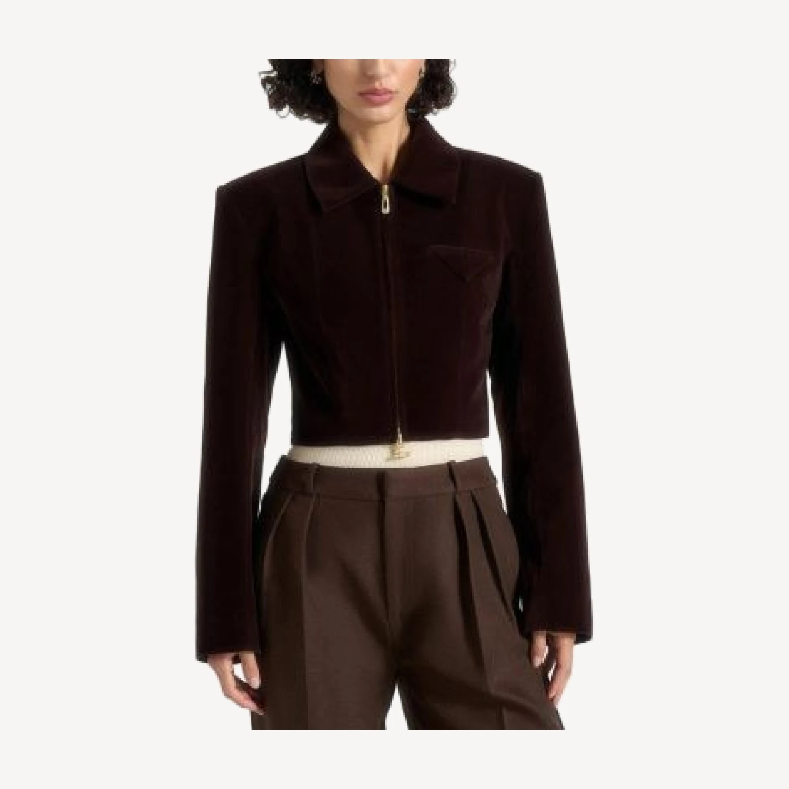 Maniere De Voir Adina Velvet Cropped Jacket
