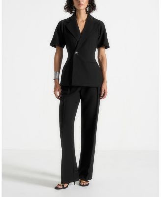 Maniere De Voir Malika Structured Short Sleeve Blazer