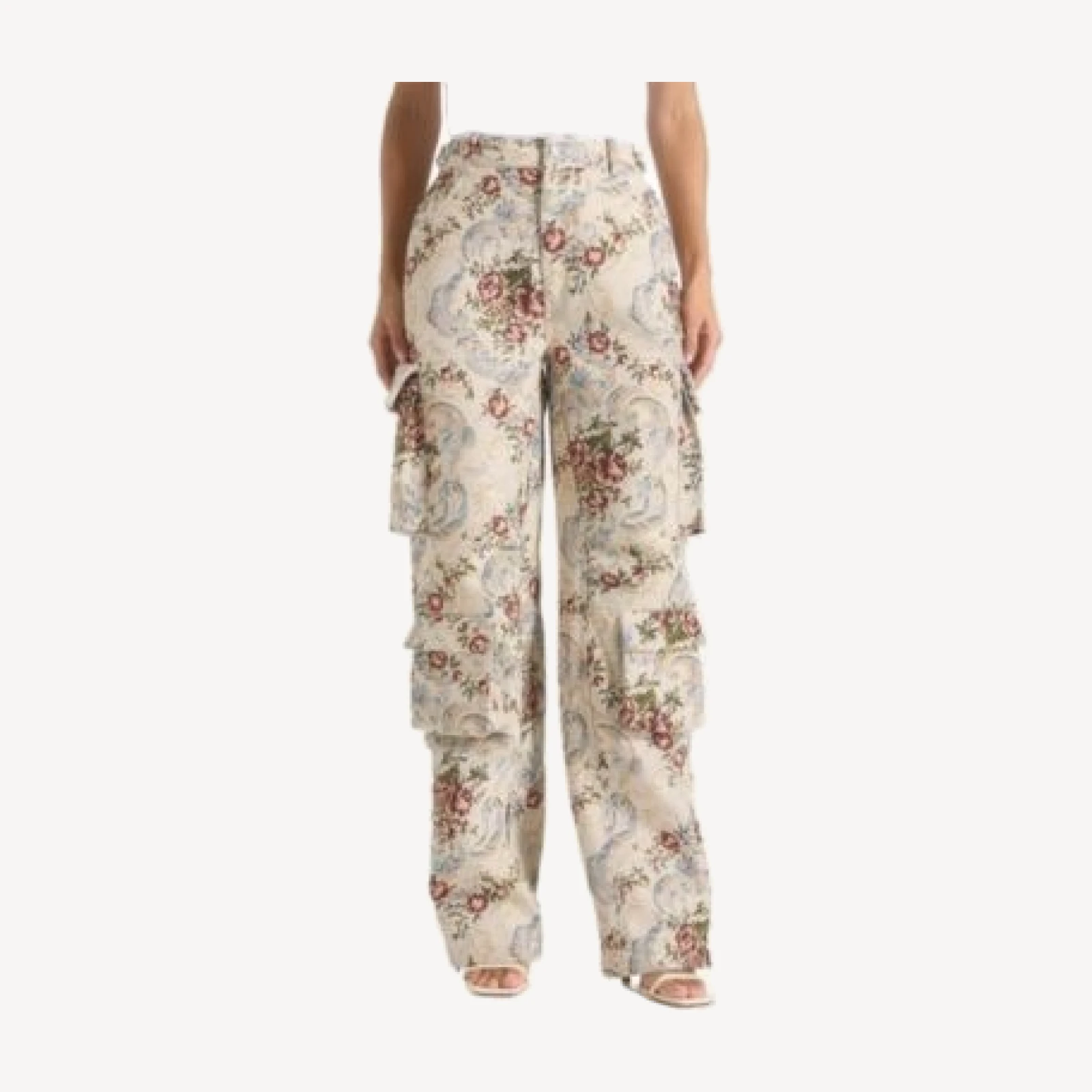 Maniere De Voir Emilie High Waisted Tapestry Cargo Pants