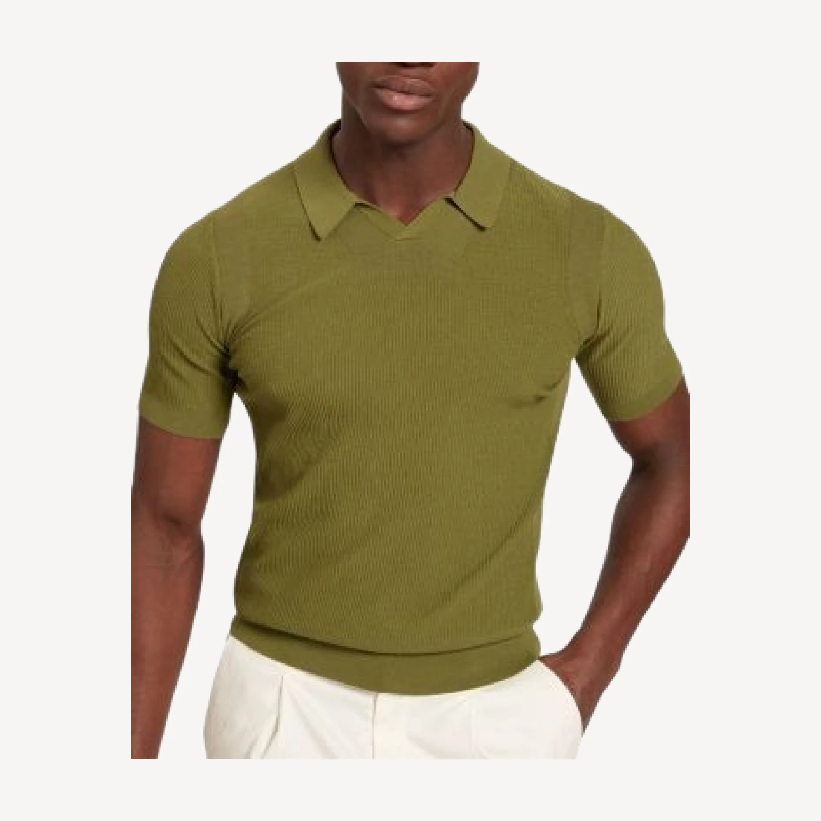 Ted Baker Aindrea Textured Rib Open Neck Knitted Polo Shirt