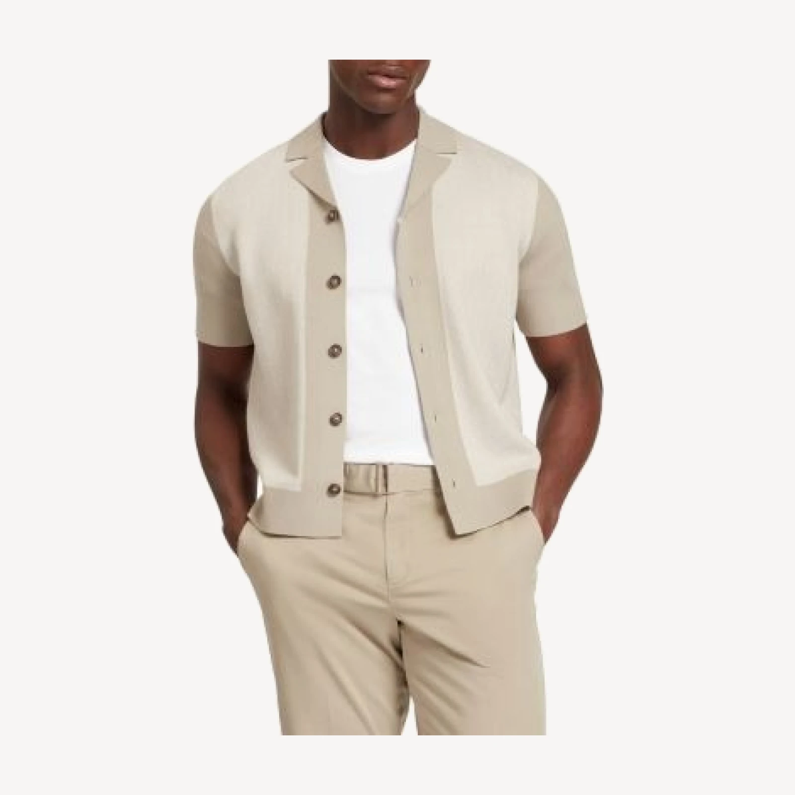 Ted Baker Padrig Herringbone Knit Colorblocked Shirt