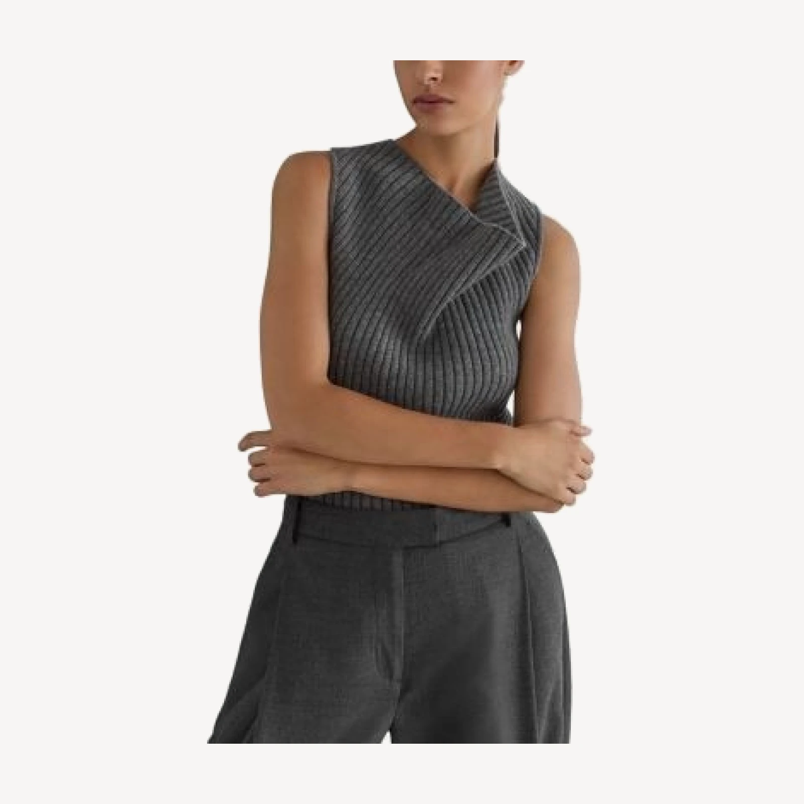 Reiss Maggie Wool Blend Ribbed Knit Top