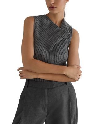 Reiss Maggie Wool Blend Ribbed Knit Top