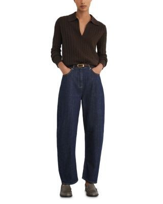 Reiss Millie Wool & Cashmere Cable Knit Polo Sweater