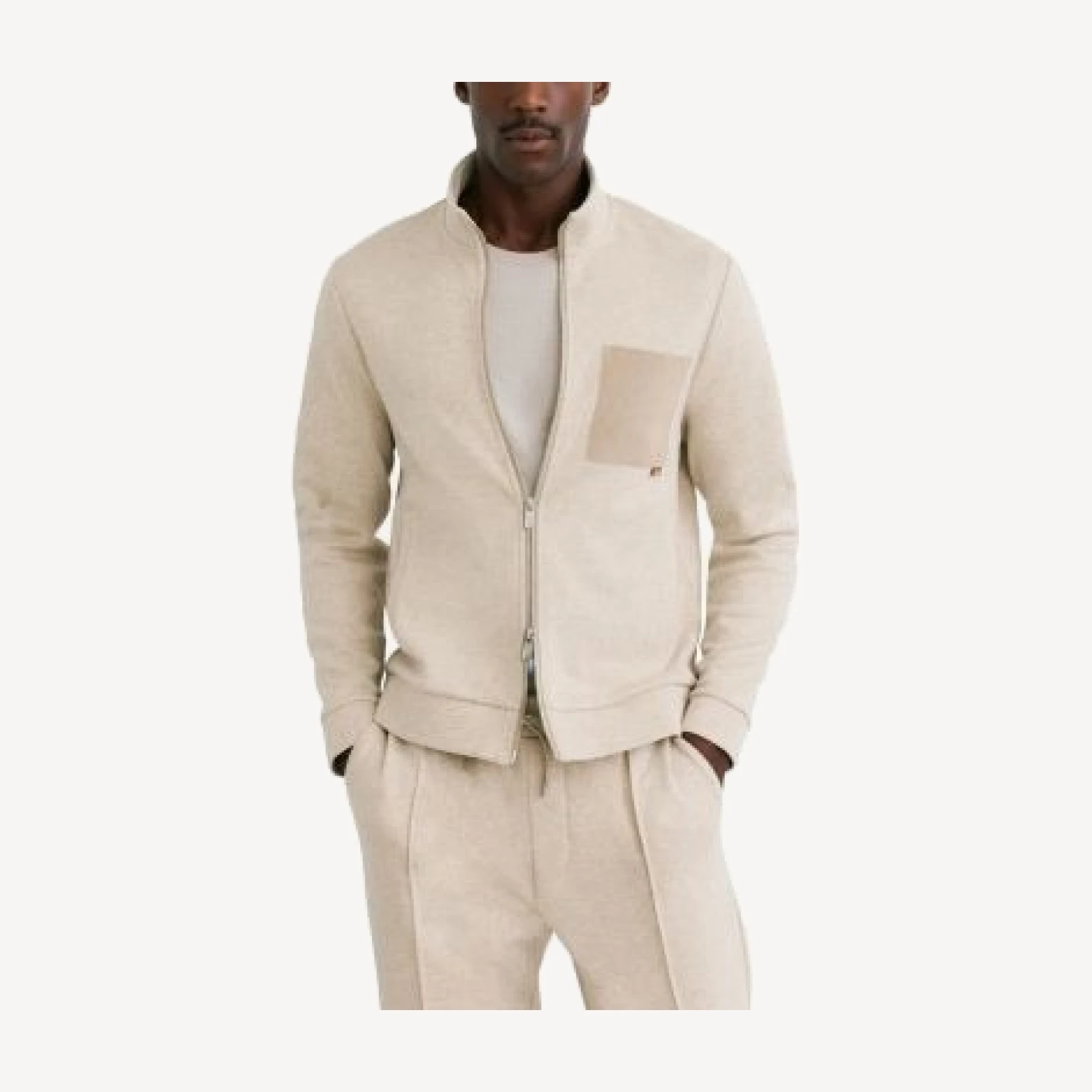 Reiss Gray Faux Suede Pocket Zip Up Jacket