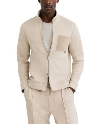 Reiss Gray Faux Suede Pocket Zip Up Jacket