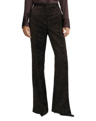 Reiss Flocked Velvet Flared Pants