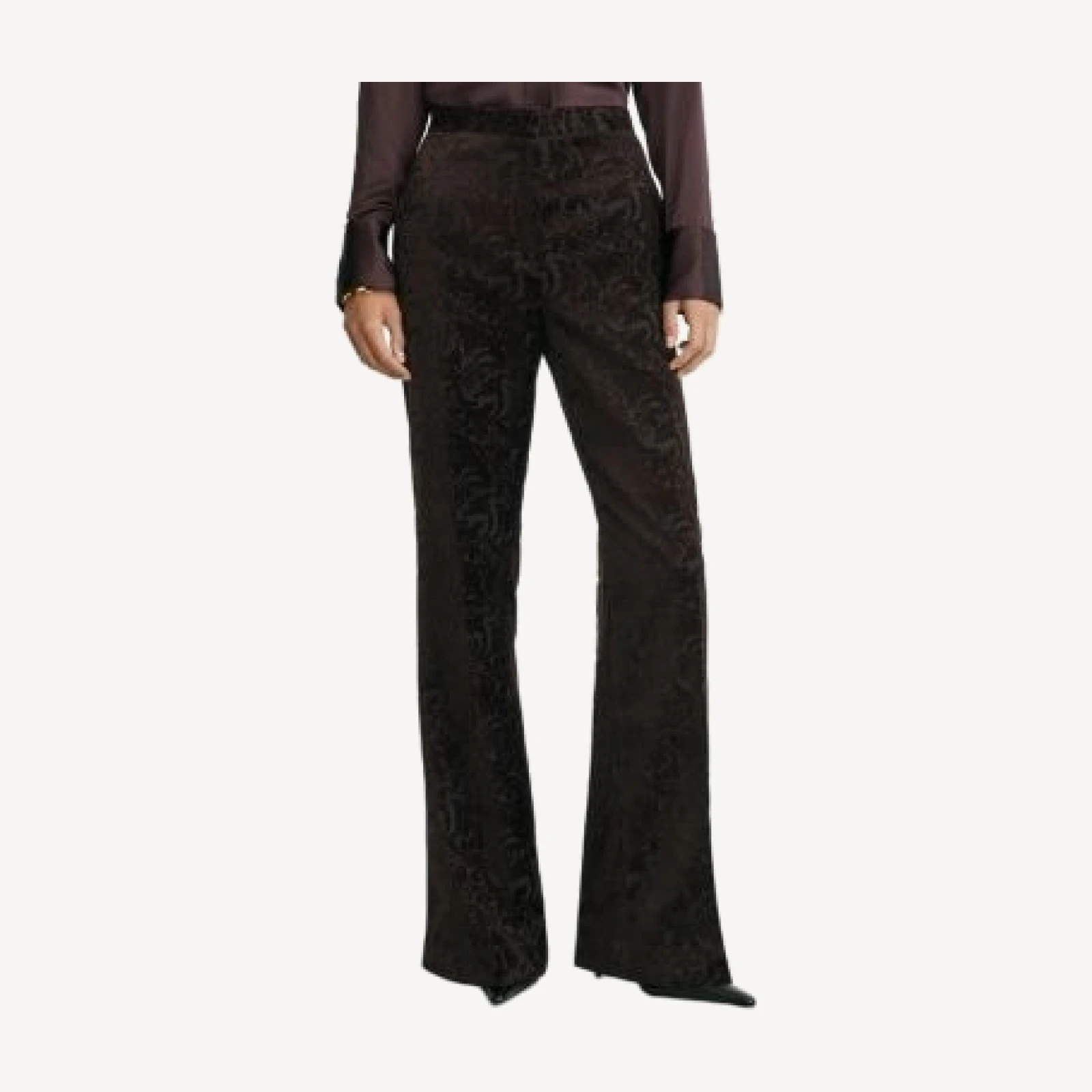 Reiss Flocked Velvet Flared Pants