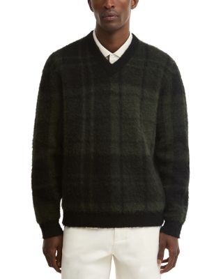Barbour Hunham Wool & Cotton Blend Tartan V-Neck Sweater