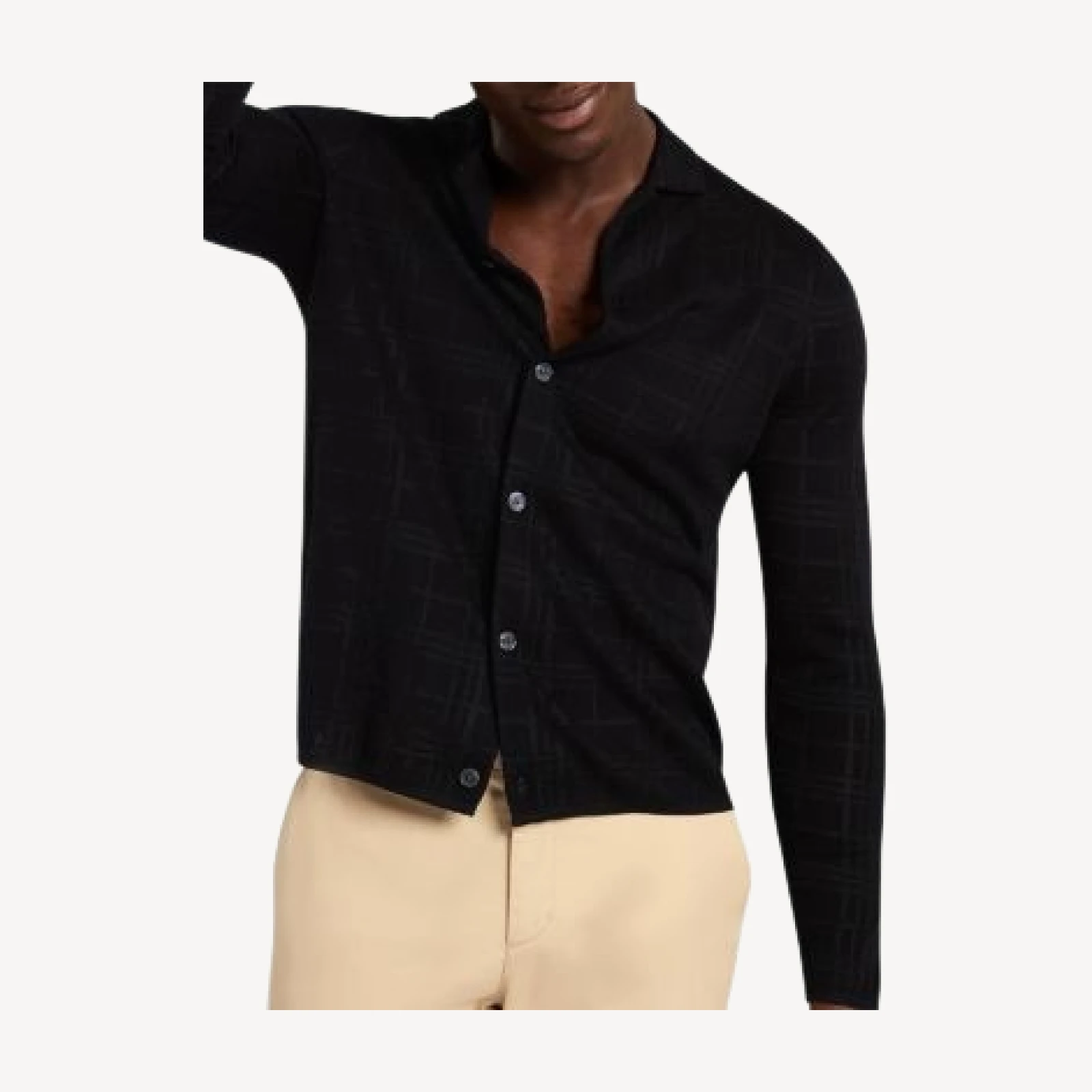 Ted Baker Mcline Soft Check Long Sleeve Sweater Polo