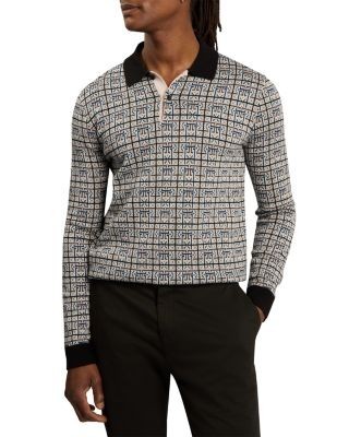 Ted Baker Darven Long Sleeve Geo Fair Isle Sweater Polo