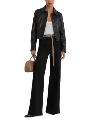 Reiss Jas High Rise Wide Leg Jeans in Black
