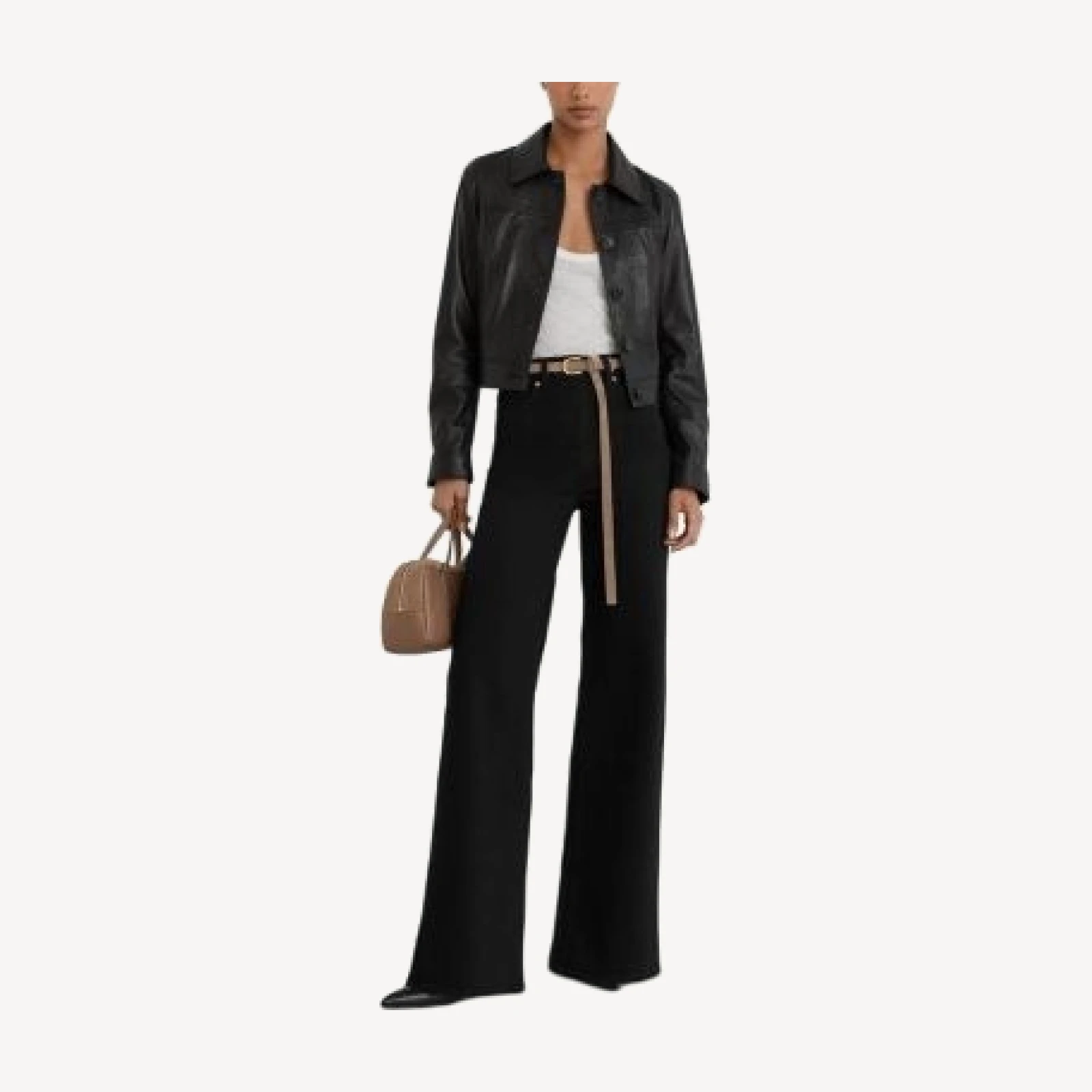Reiss Jas High Rise Wide Leg Jeans in Black