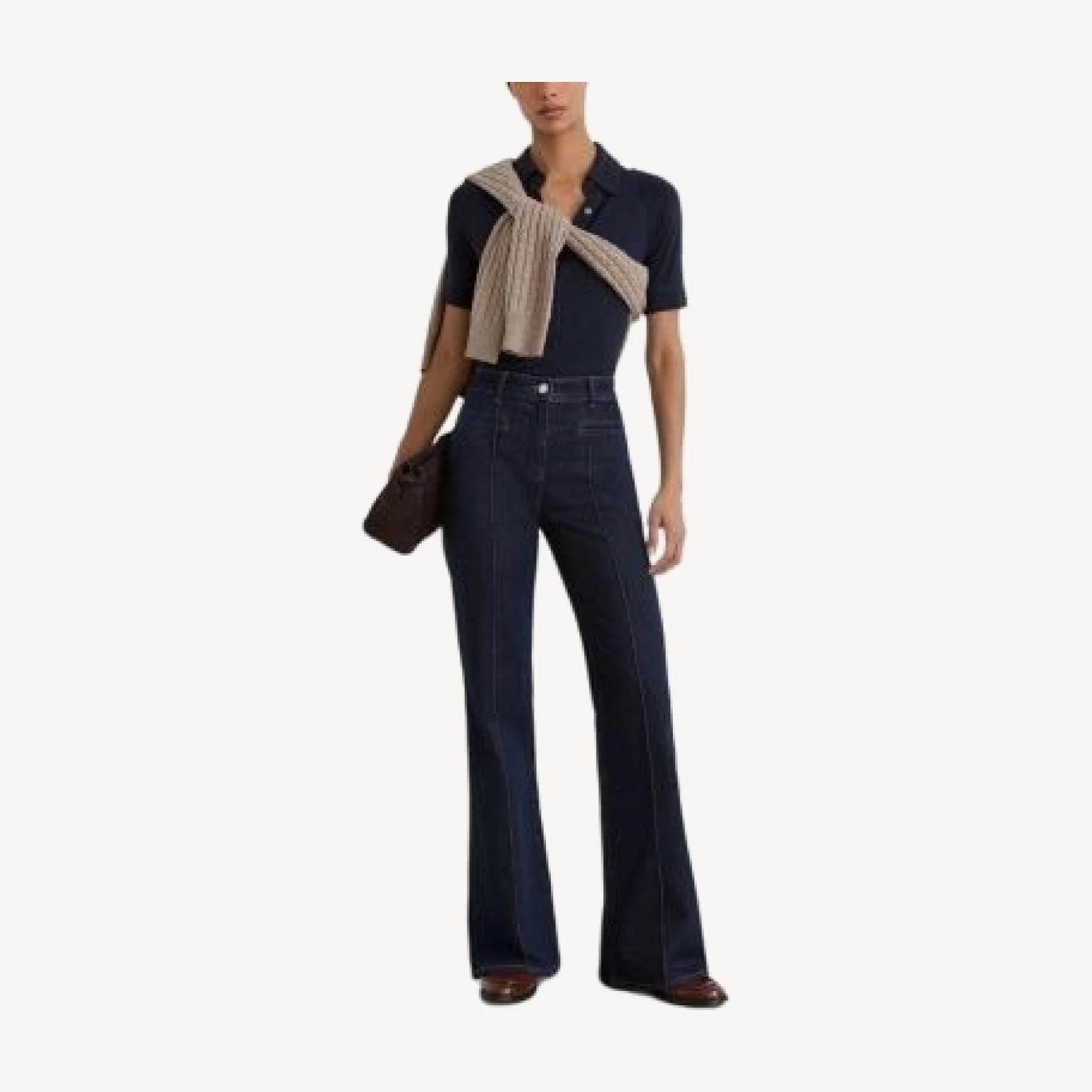 Reiss Claude High Rise Flared Jeans in Dark Blue