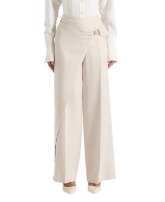 Maniere De Voir Beryl Wrap Tailored Trousers with Hardware Detail