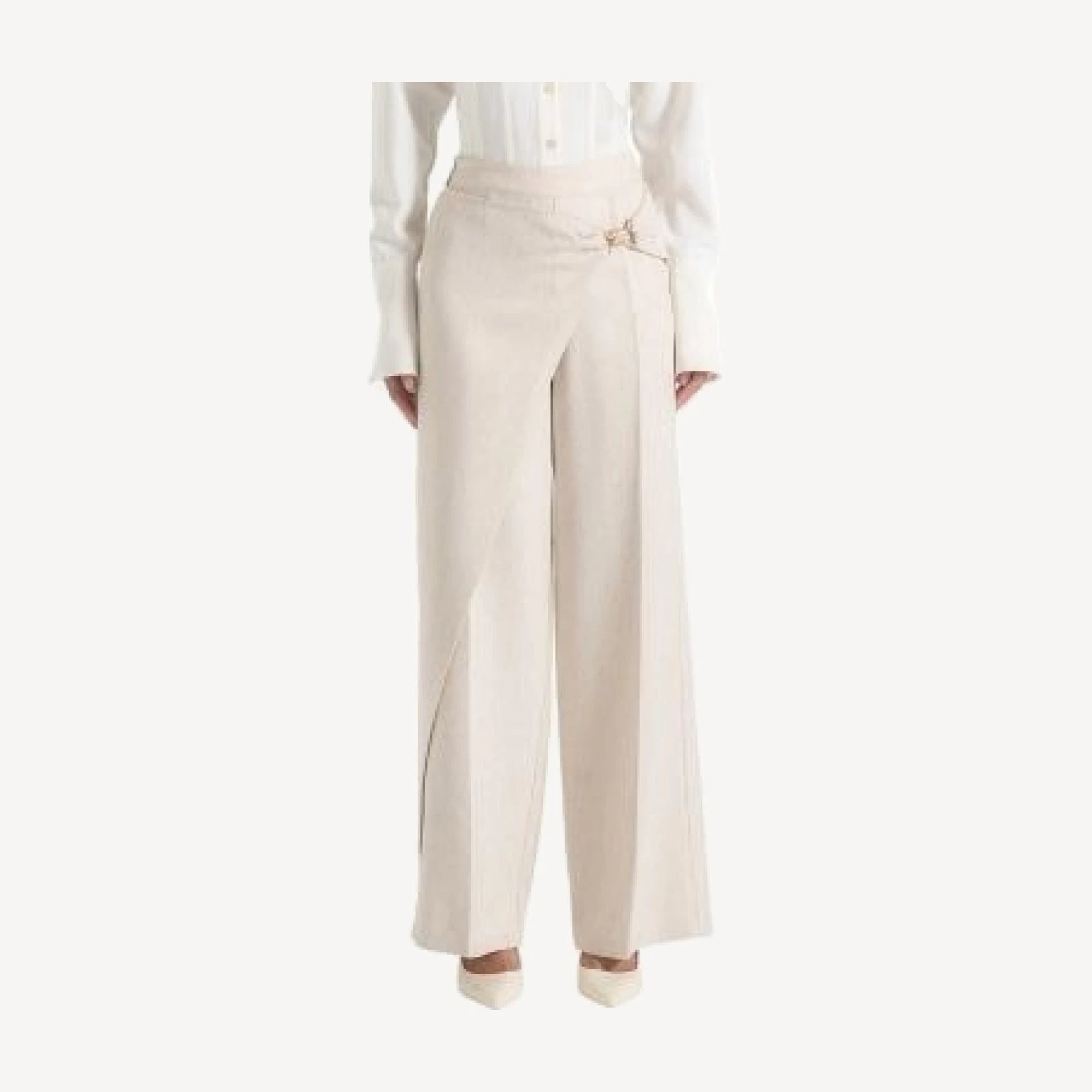 Maniere De Voir Beryl Wrap Tailored Trousers with Hardware Detail