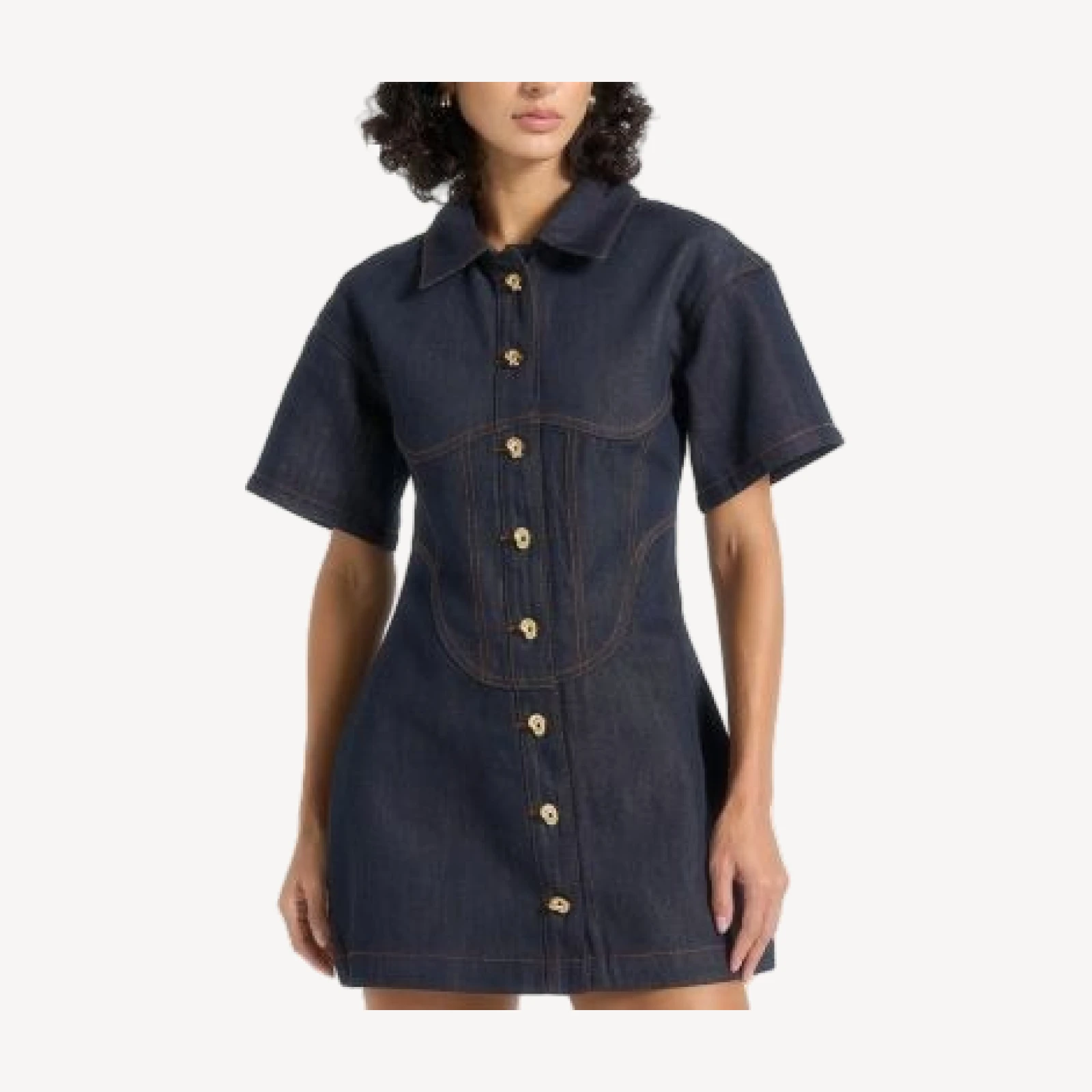 Maniere De Voir Mathilde Corset Contrast Stitch Dress