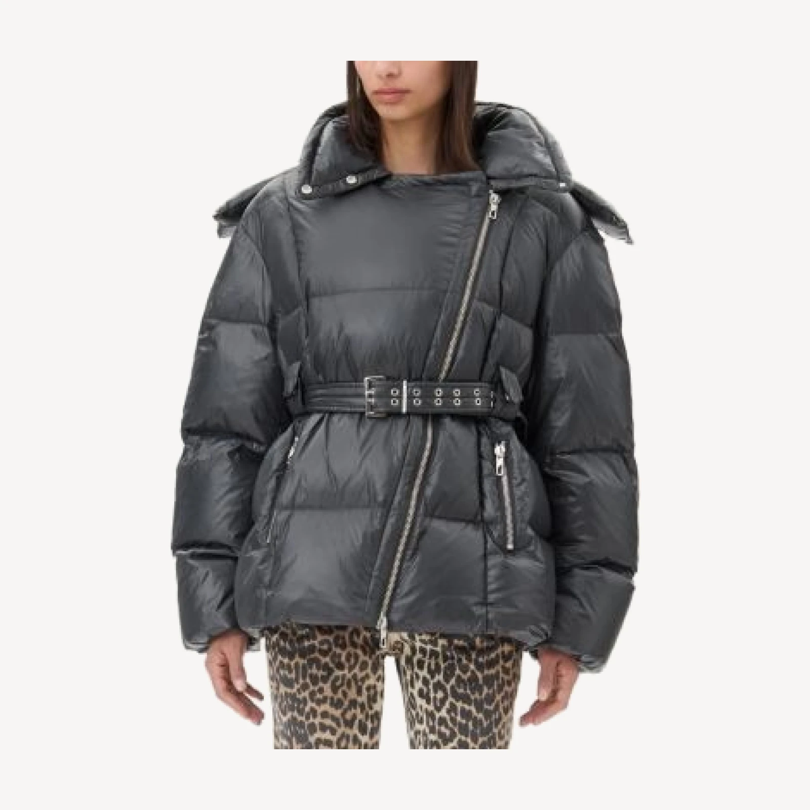 Ganni Black Shiny Nylon Puffer Jacket