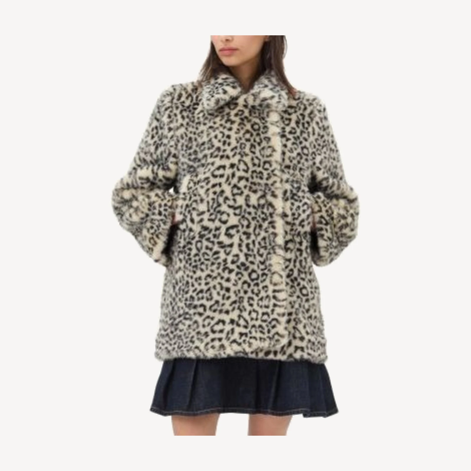 Ganni Leopard Faux Fur Coat