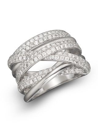 Diamond Crossover Band in 14K White Gold, 1.45 tcw