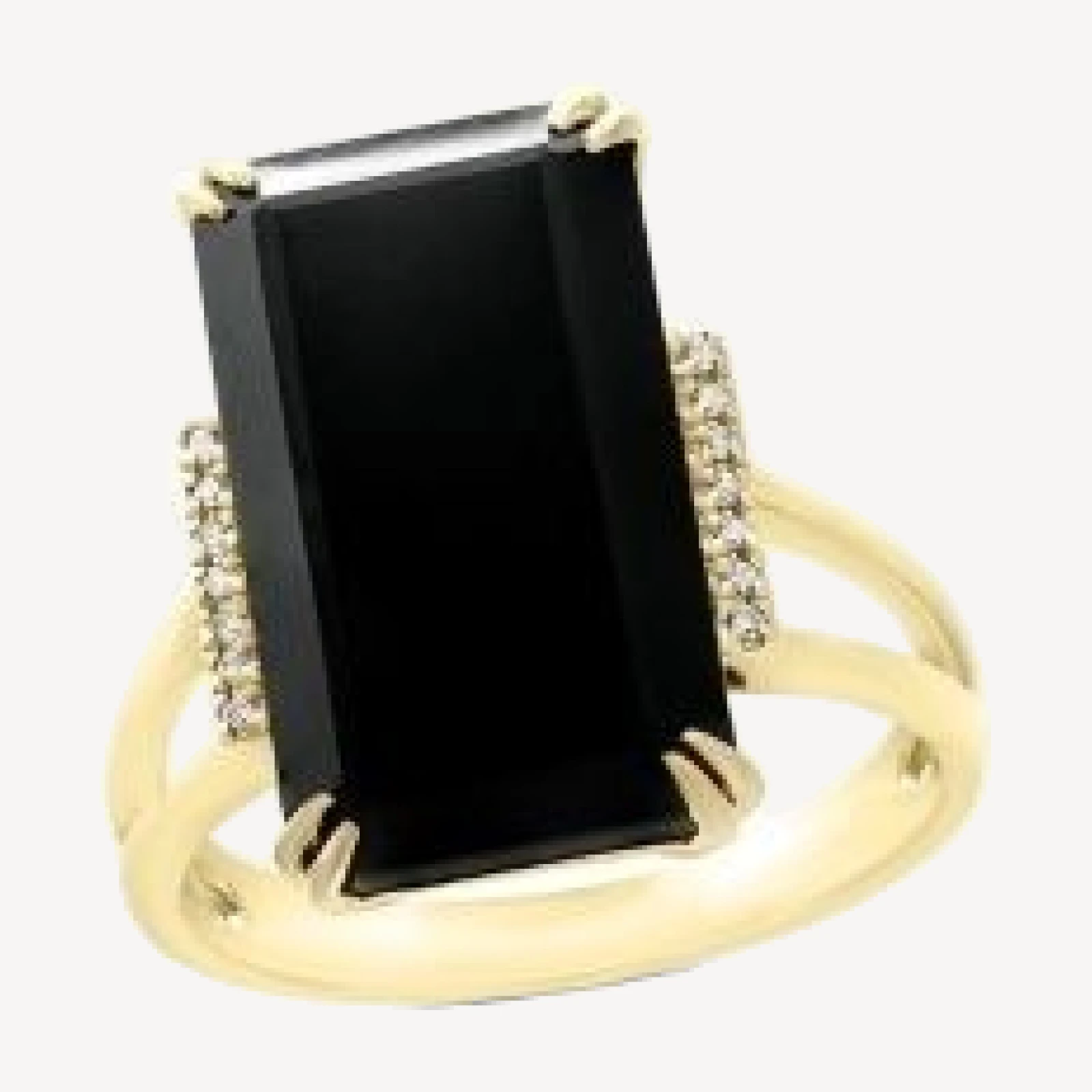 Black Onyx and Diamond Statement Ring in 14K Yellow Gold