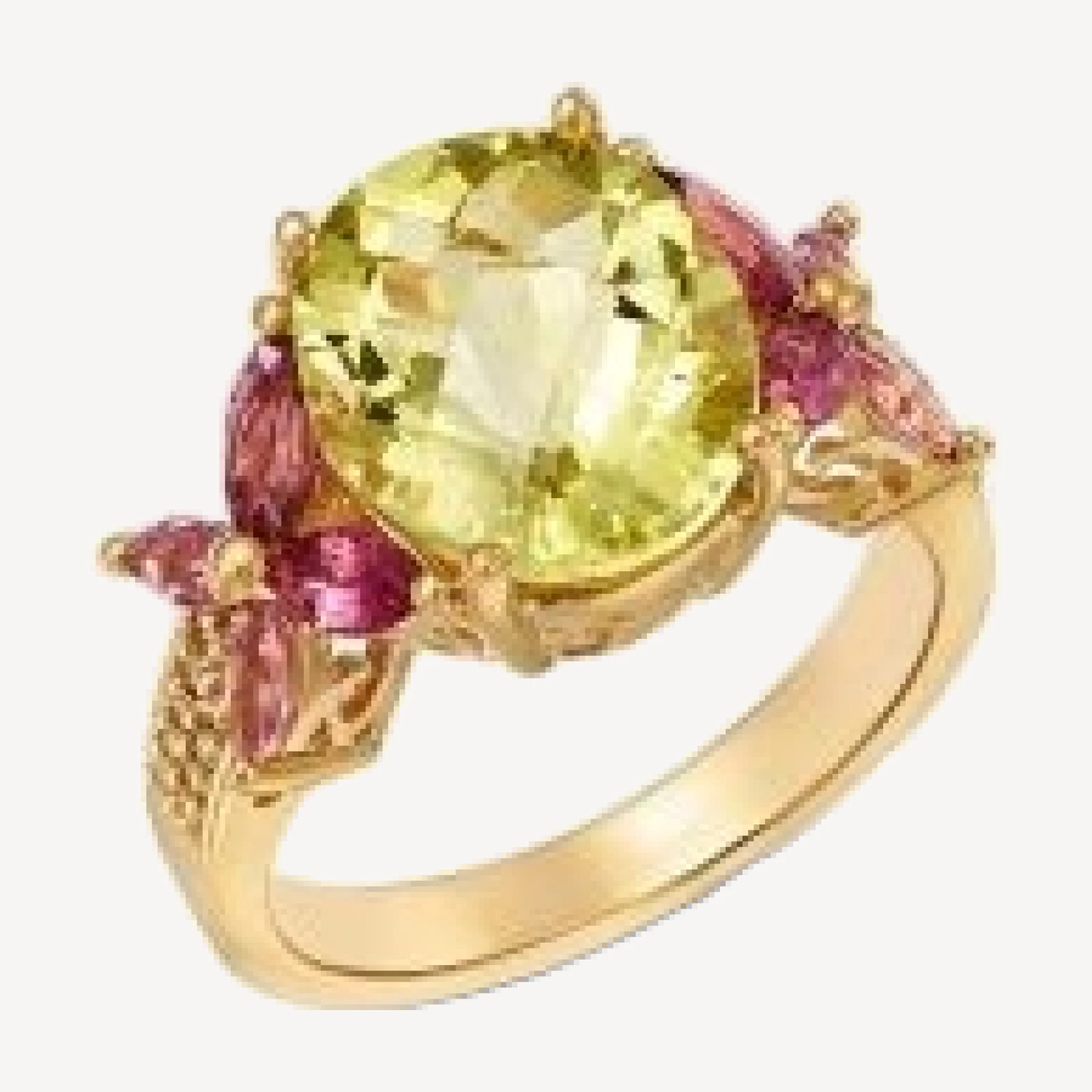 Bloomingdale's Fine Collection Diamond, Pink Tourmaline & Lemon Quartz Ring in 14K Yellow Gold, 0.1 tcw