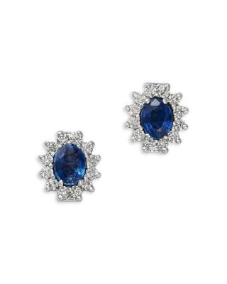Bloomingdale's Fine Collection Sapphire & Diamond Oval Earrings in 14K White Gold