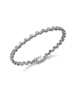 Bloomingdale's Fine Collection Diamond Scattered Bezel Tennis Bracelet in 14K White Gold, 3.5 tcw