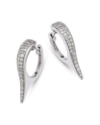 Bloomingdale's Fine Collection Diamond Spike Huggie Hoop Earrings in 14K White Gold, 0.37 tcw