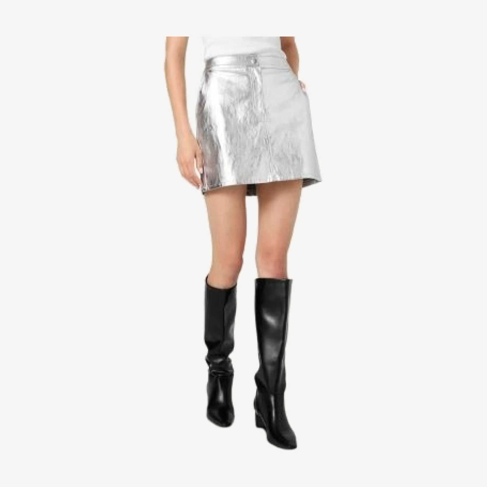 French Connection Mimi Metallic Faux Leather Mini Skirt