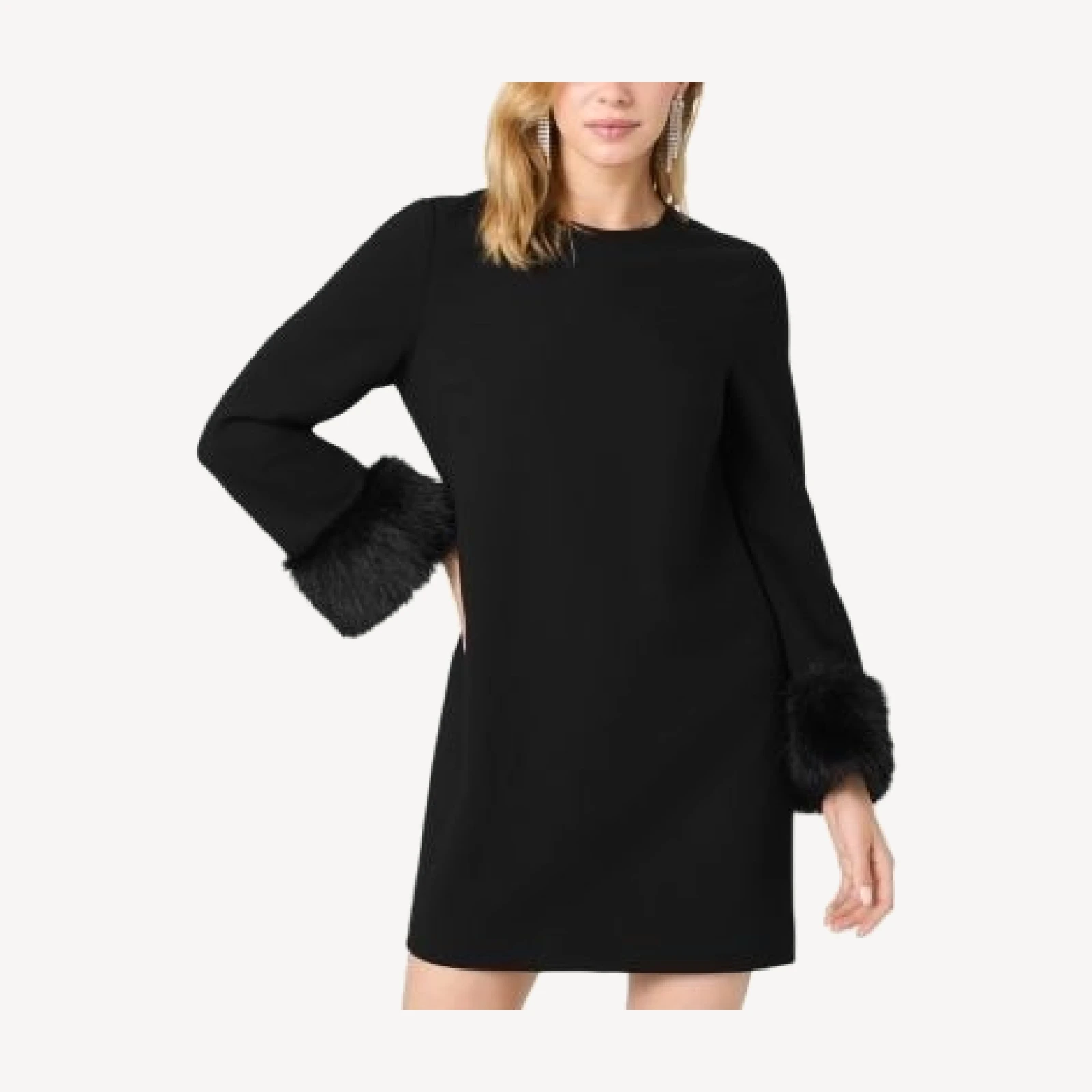 French Connection Whisper Faux Fur Cuff Mini Dress