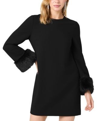 French Connection Whisper Faux Fur Cuff Mini Dress