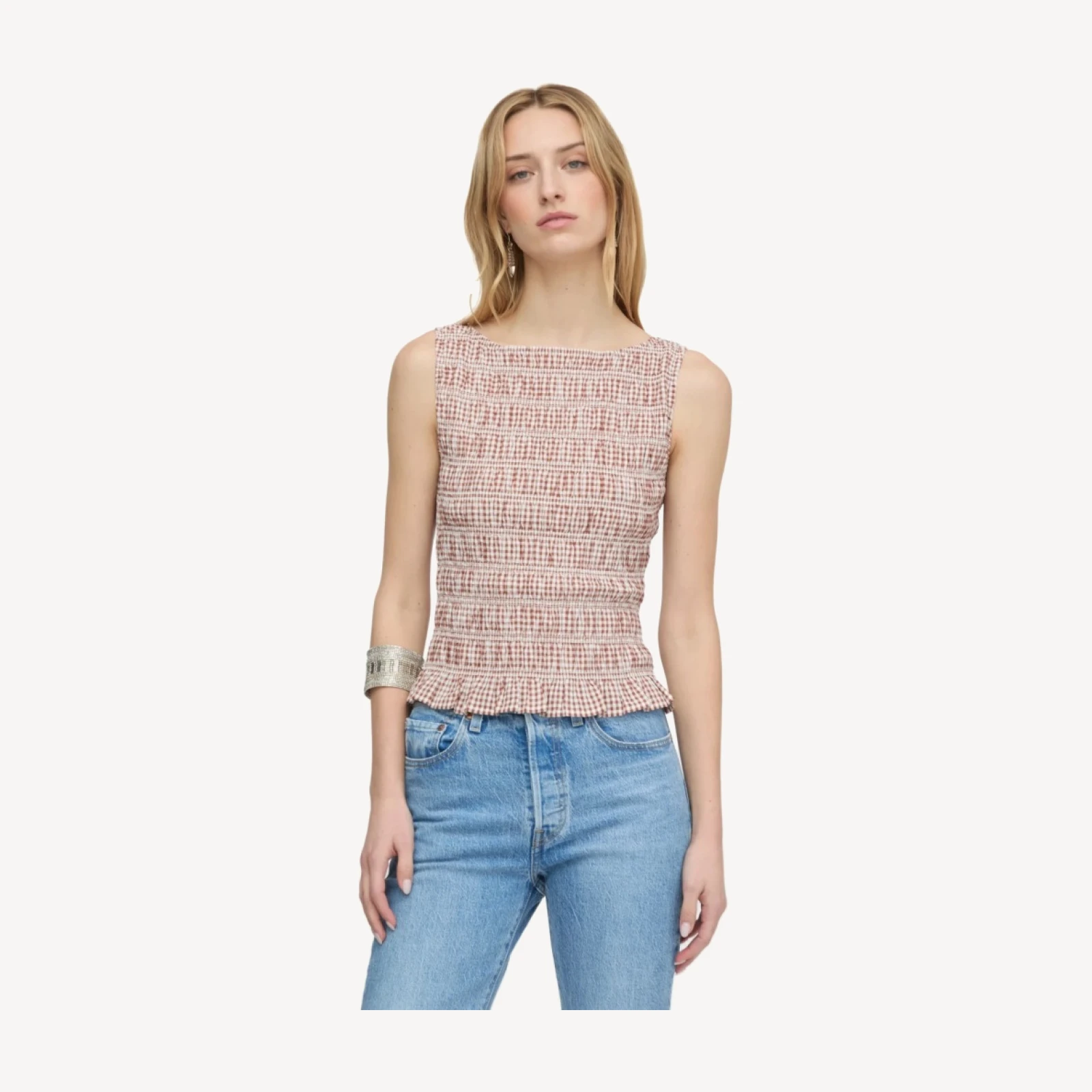 The Phoebe Nap Top - Cognac Gingham