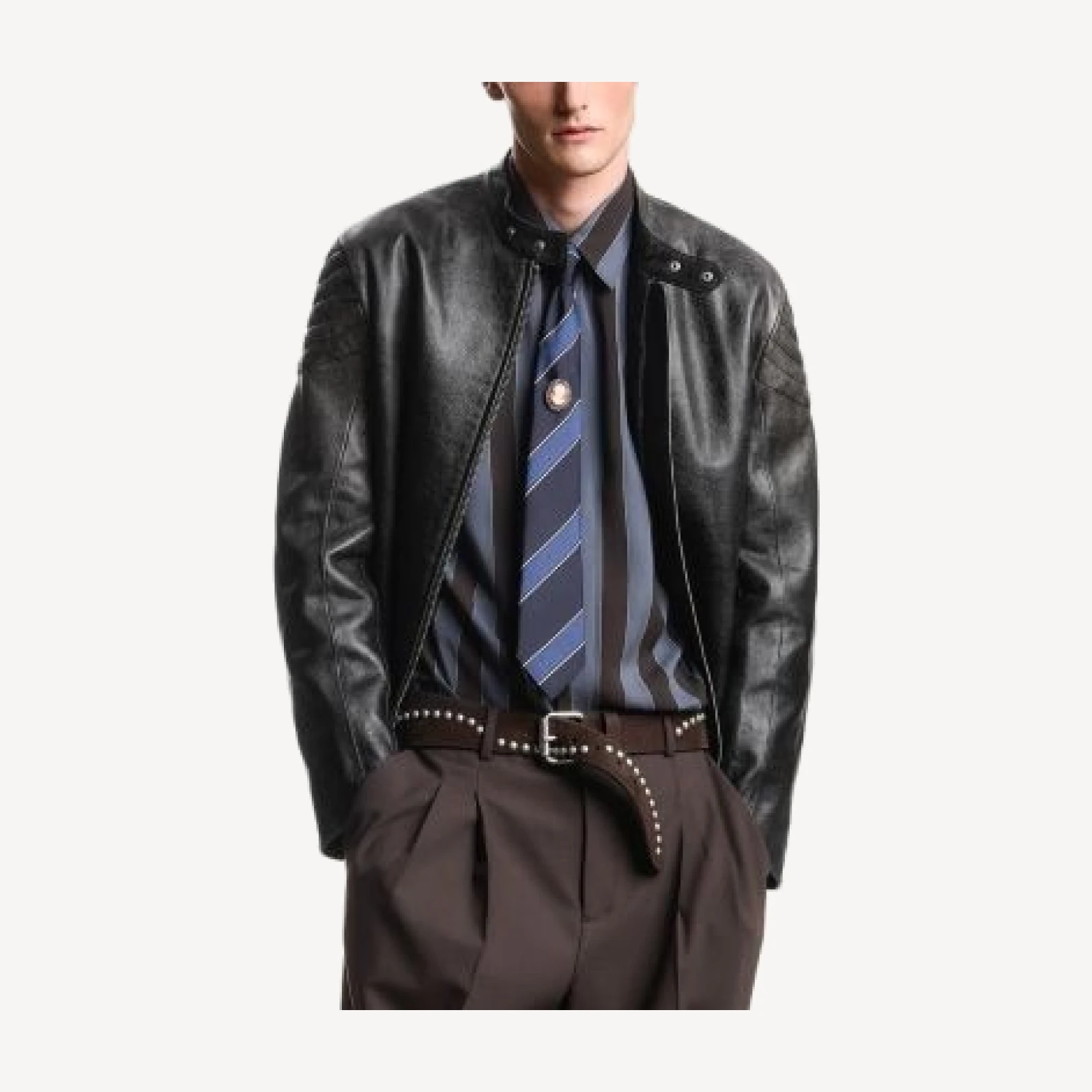 Emporio Armani Drummed Leather Blouson Jacket