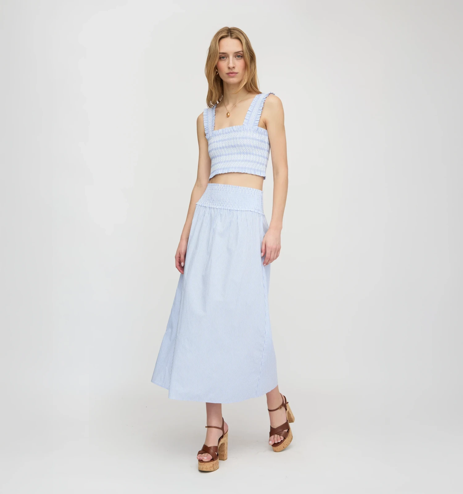 The Delphine Nap Skirt - Blue/White Stripe