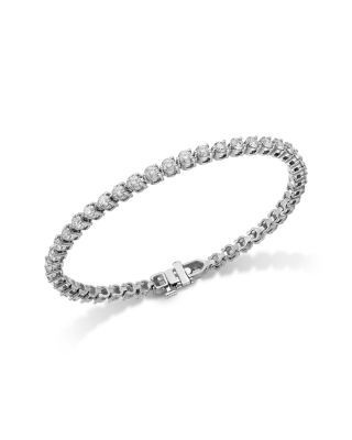 Bloomingdale's Fine Collection Diamond Three Prong Tennis Bracelet in 14K White Gold, 5.0 tcw
