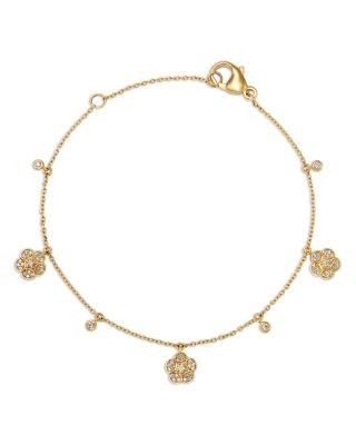 Bloomingdale's Fine Collection Diamond Flower Bracelet in 14K Yellow Gold, 0.20 tcw