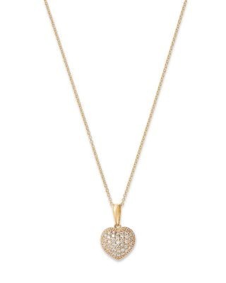 Bloomingdale's Fine Collection Diamond Pave Heart Pendant Necklace in 14K Yellow Gold, 0.40 tcw