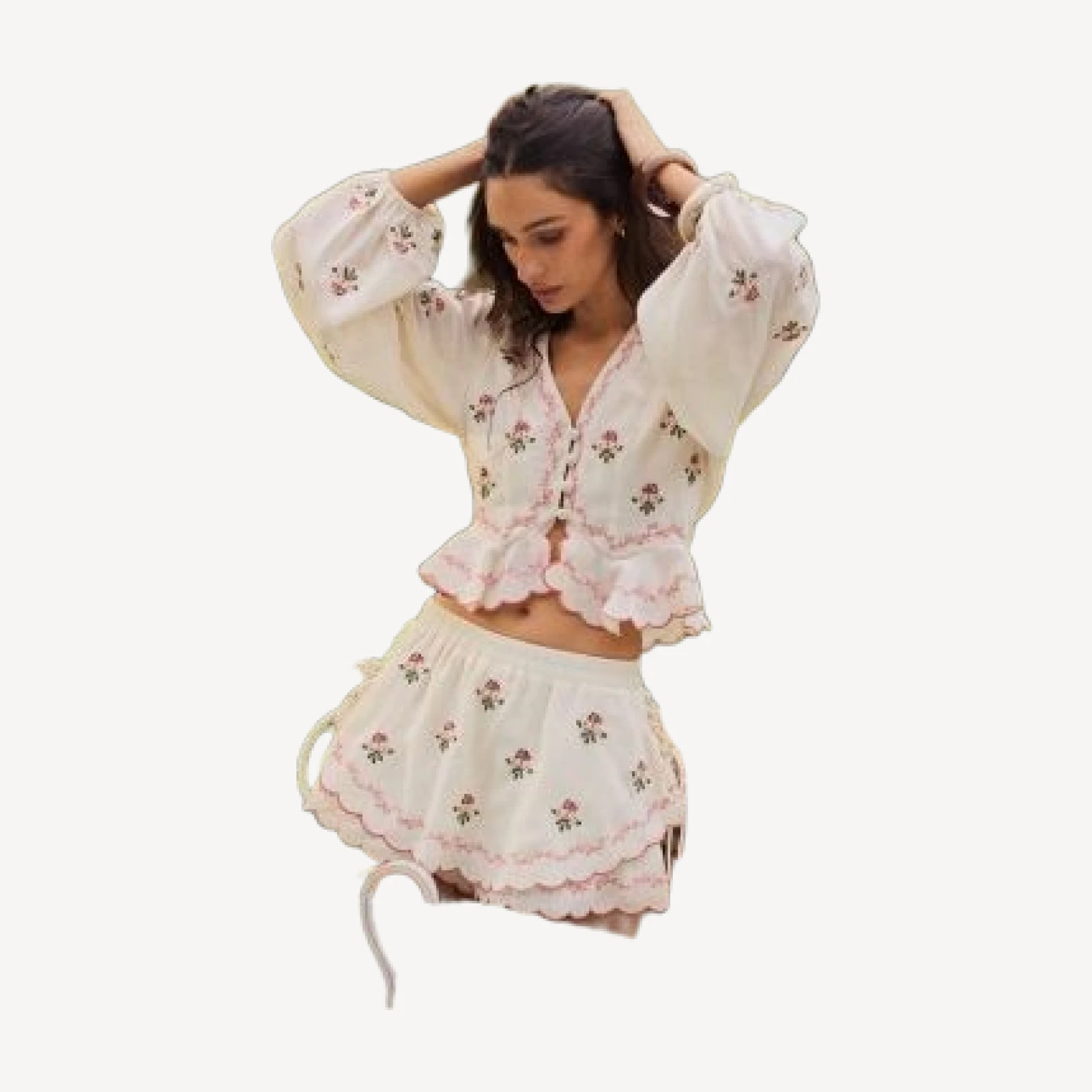 Aqua x Agua Bendita Floral Embroidered Top - Exclusive