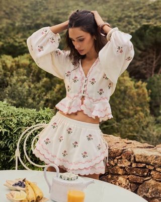 Aqua x Agua Bendita Floral Embroidered Top - Exclusive