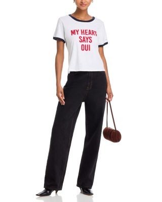 Cinq a Sept My Heart Says Oui Shrunken Ringer Tee