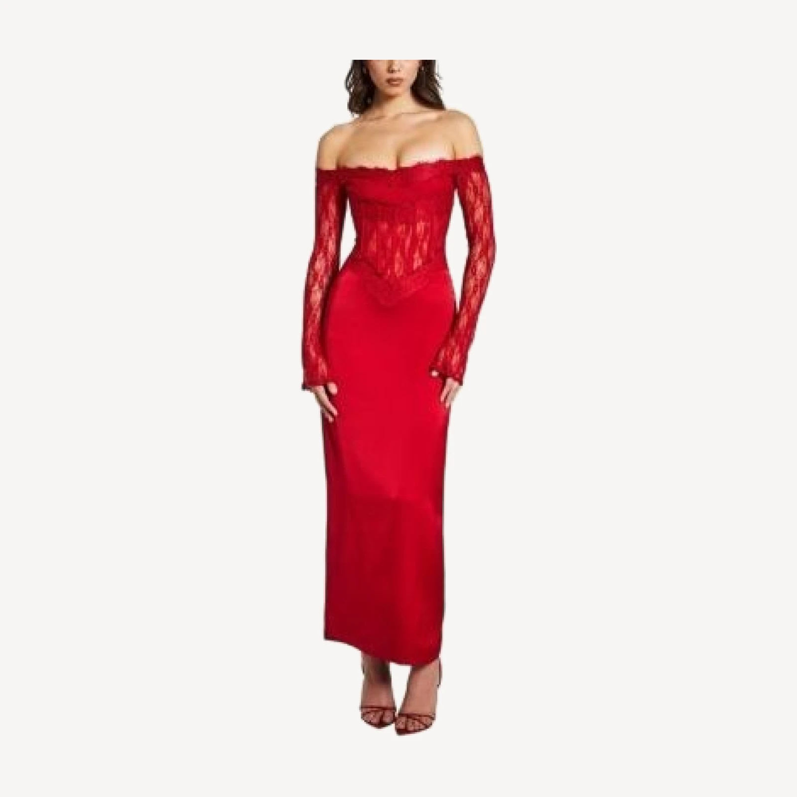 Miss Circle Nessa Lace Satin Corset Maxi Dress