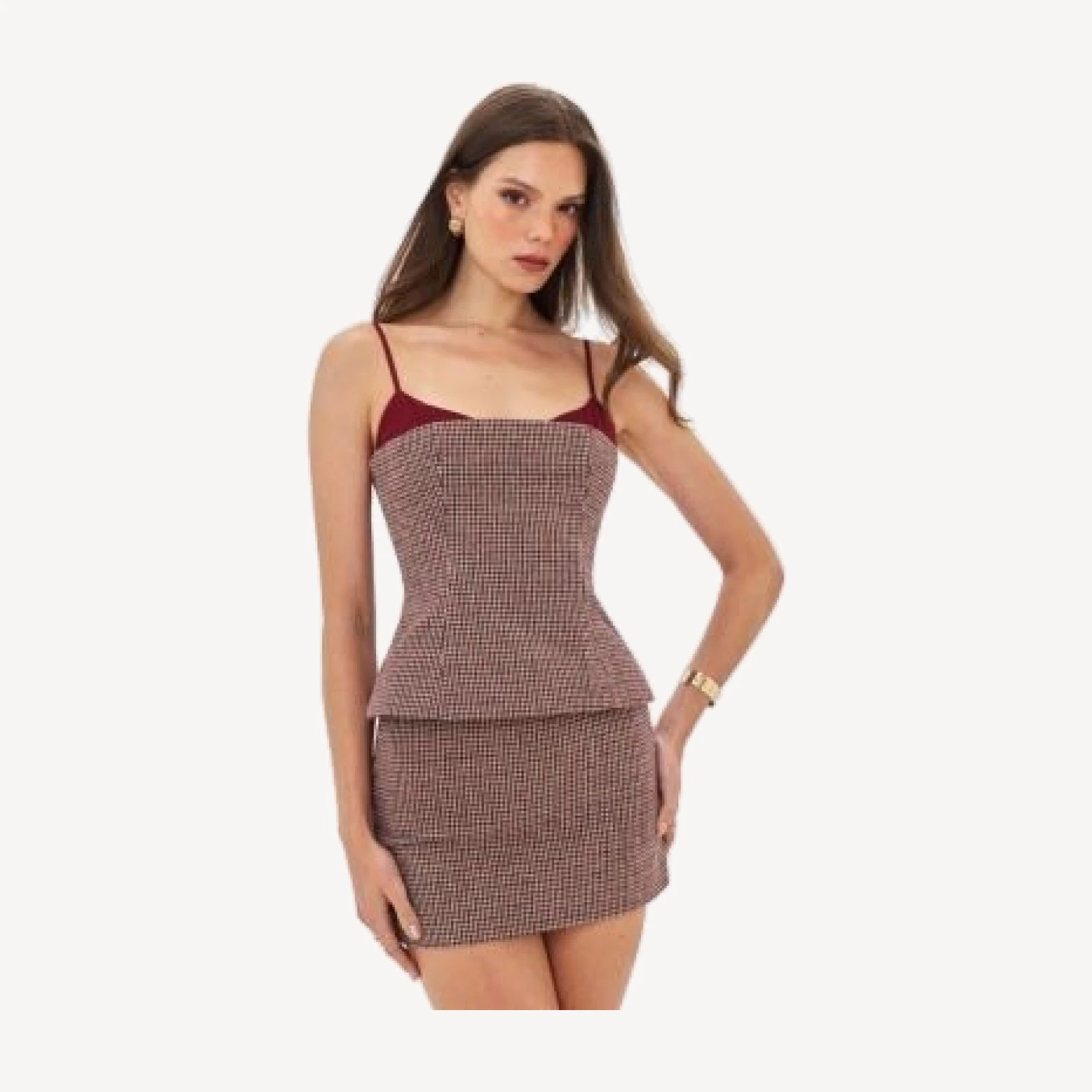 Miss Circle Victoria Micro Houndstooth Mini Skirt