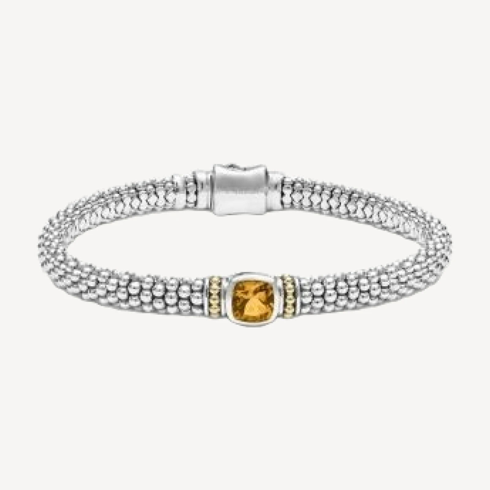 Lagos Sterling Silver & 18K Yellow Gold Rittenhouse Citrine Solitaire Link Bracelet