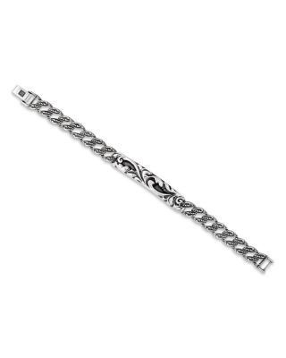 John Varvatos Men's Sterling Silver Gothic Design Link Bracelet
