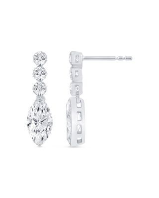 Bloomingdale's Fine Collection Certified Lab Grown Diamond Round & Marquise Cut Dangling Earrings in 14K White Gold, 2.60 tcw