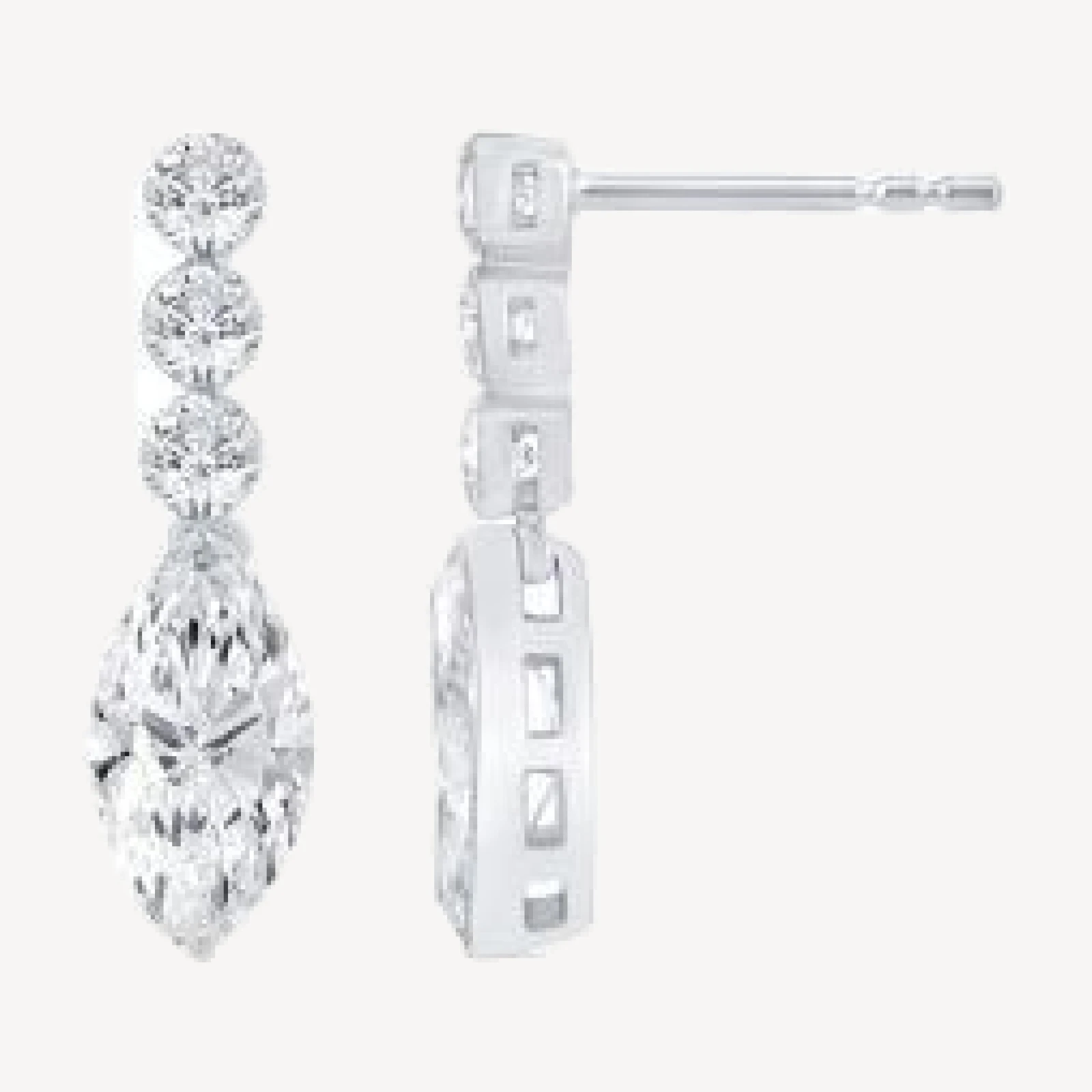 Bloomingdale's Fine Collection Certified Lab Grown Diamond Round & Marquise Cut Dangling Earrings in 14K White Gold, 2.60 tcw