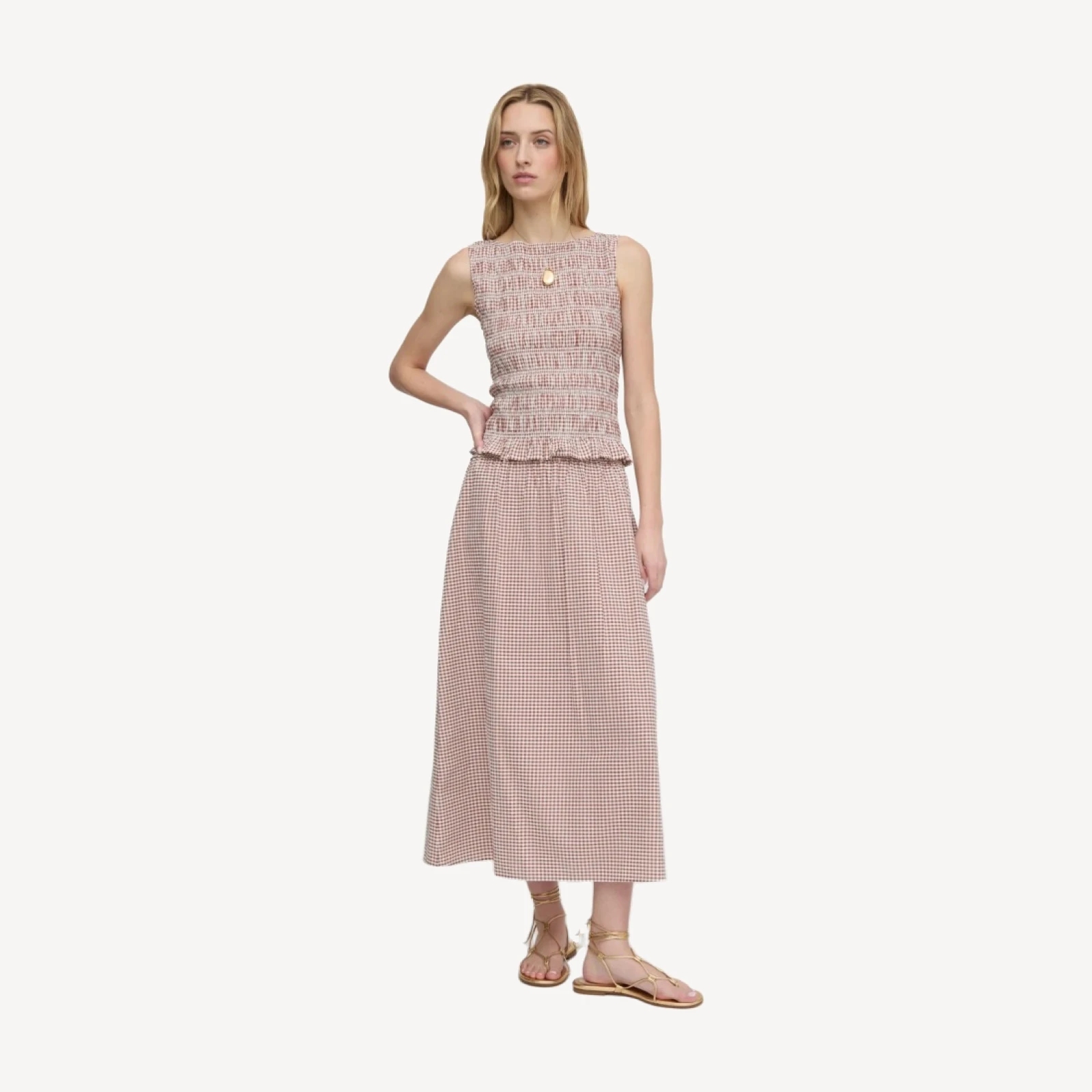 The Delphine Nap Skirt - Cognac Gingham